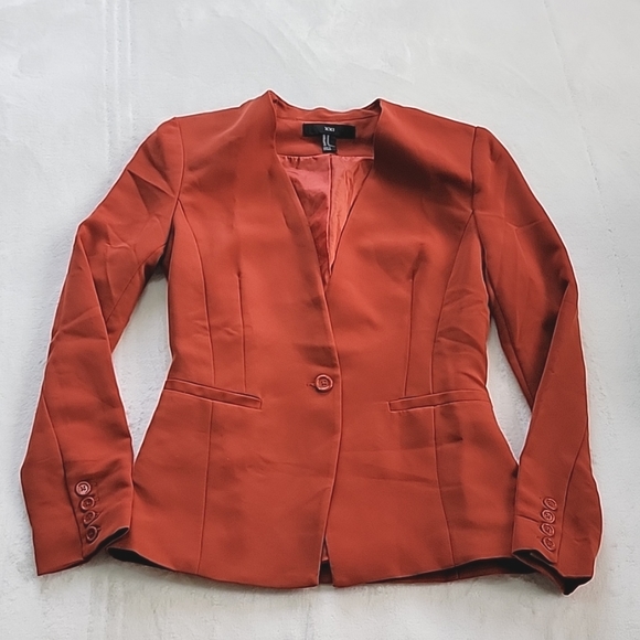 🪵 BURNT ORANGE BROWN SIENNA CARMEL RUST SNATCHED FOREVER 21 BLAZER - Picture 1 of 8